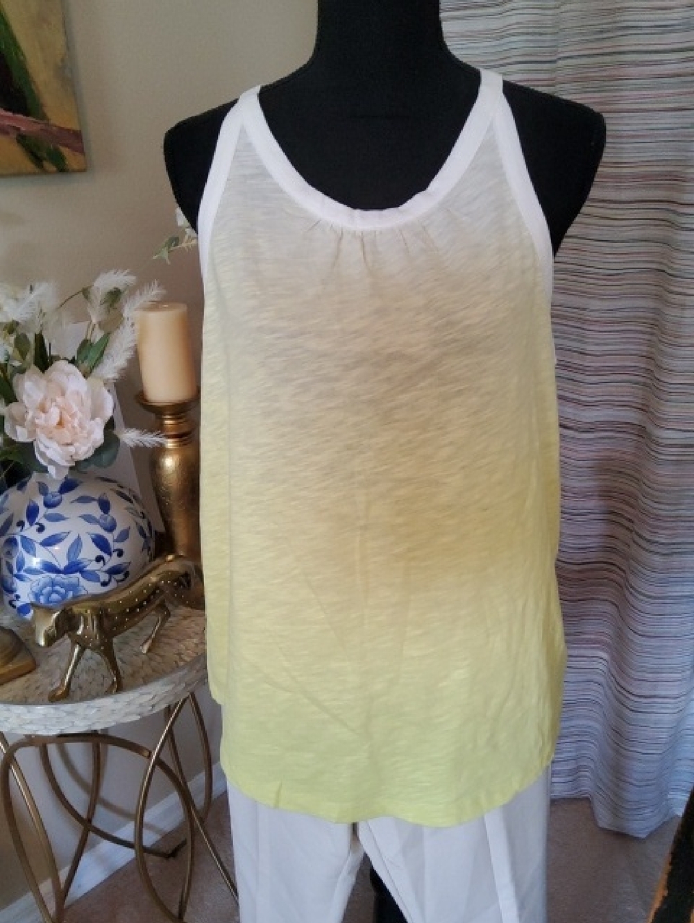 Halston Heritage Yellow Ombre Racerback Tank